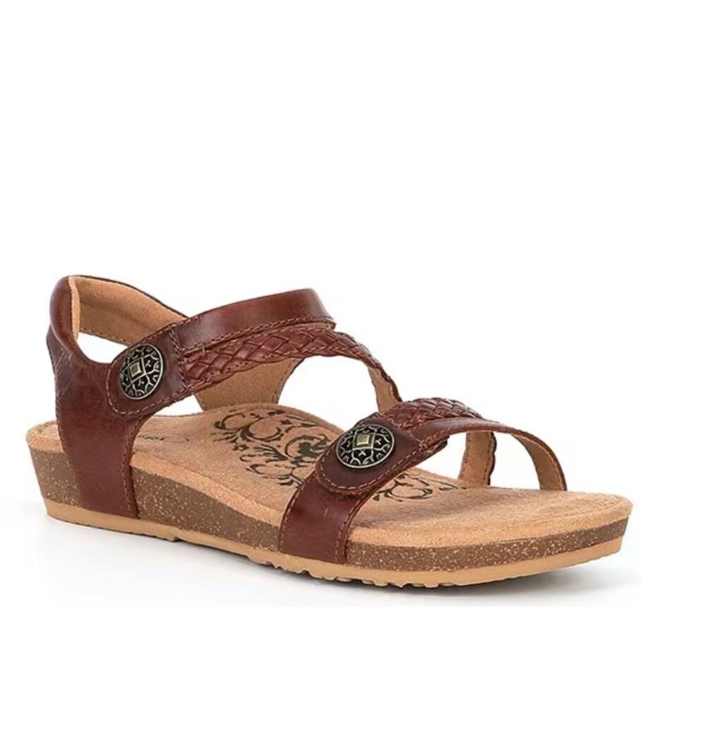 Aetrex Jillian Brown Leather Braided Comfort Sandals Women’s Size 8